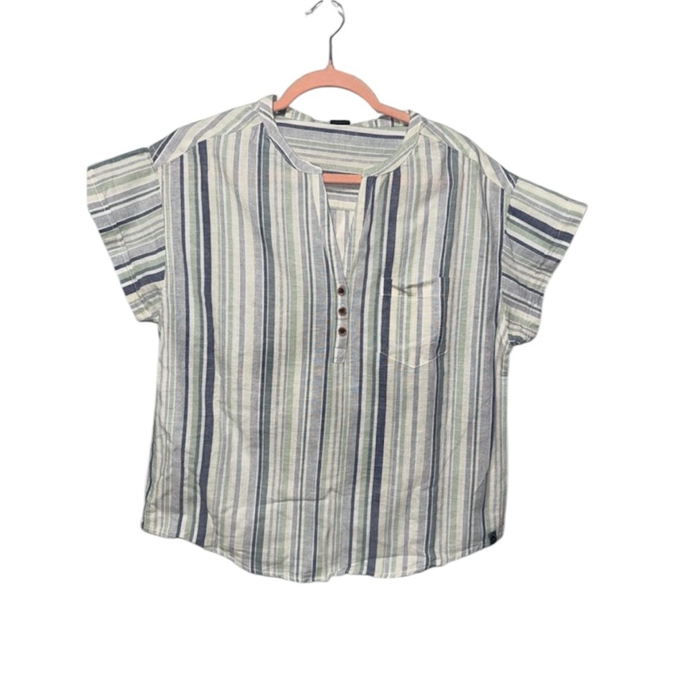 NWT Striped Short‎ Sleeve Button-Up Shirt Lightweight Top Size S